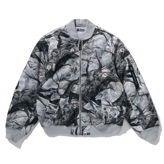 A BATHING APE BAPE TREE EDGE CAMO BOMBER JACKET WHITE