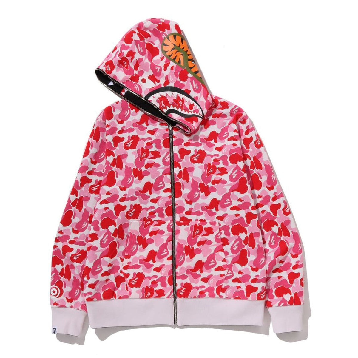 A BATHING APE BAPE ABC CAMO REVERSIBLE SHARK FULL ZIP HOODIE PINK