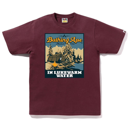 A BATHING APE BAPE BASE CAMP TEE BURGUNDY