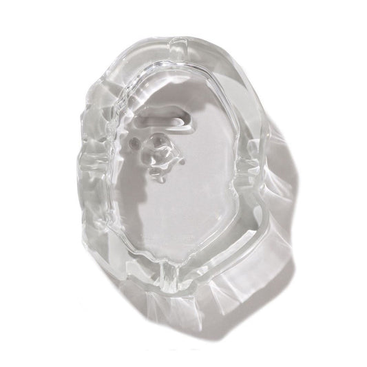 A BATHING APE BAPE APE HEAD GLASS ASHTRAY CLEAR