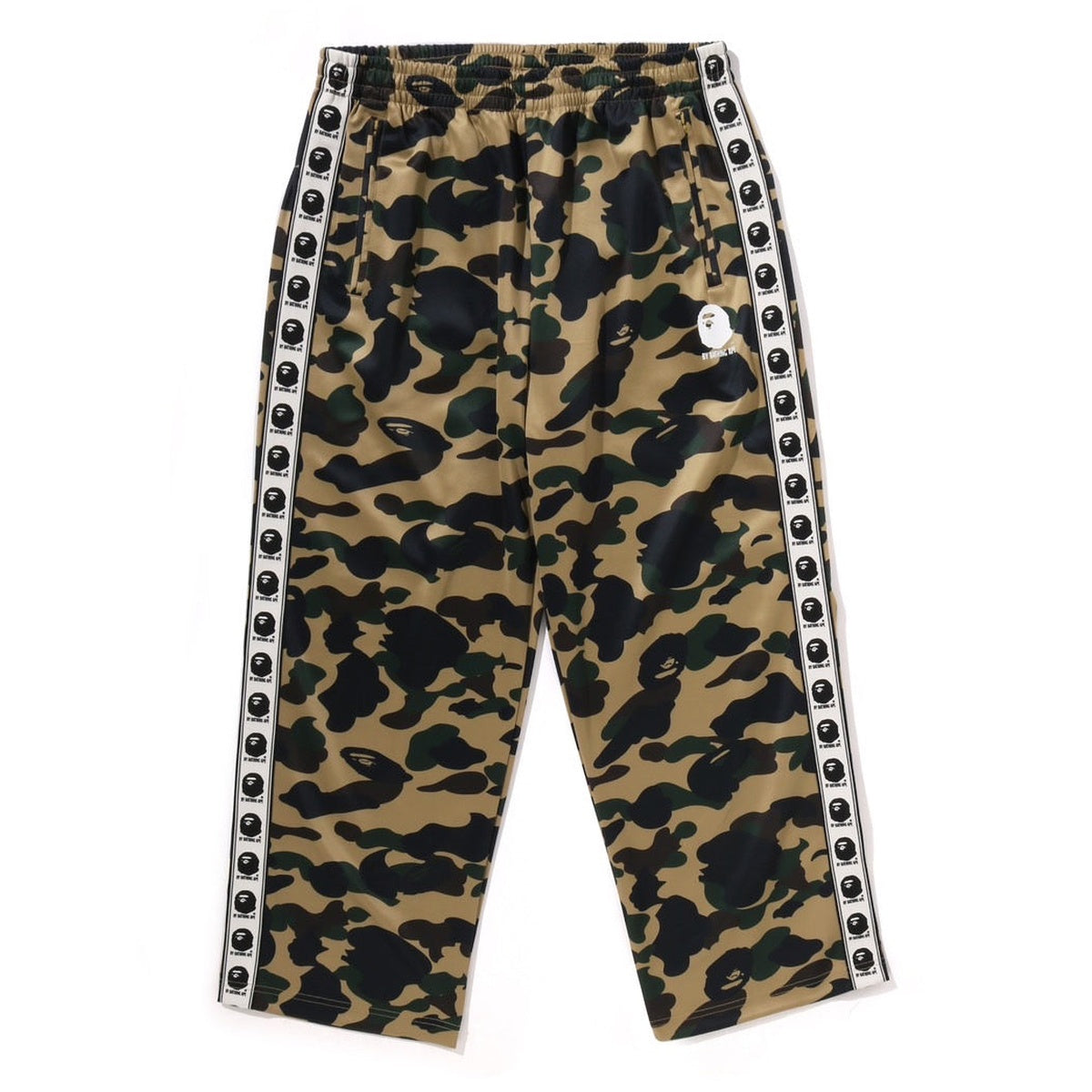 A BATHING APE BAPE 1ST CAMO LOOSE FIT TRACK PANTS YELLOW