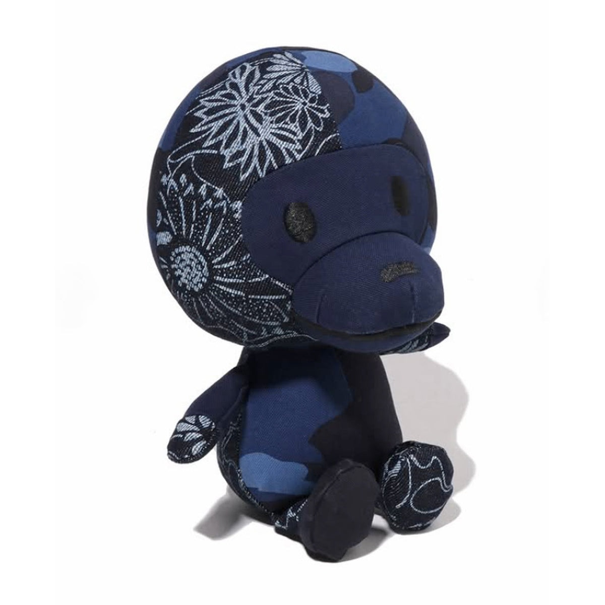 A BATHING APE BAPE PATCHWORK BABY MILO PLUSH DOLL NAVY