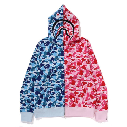A BATHING APE BAPE ABC CAMO SEPARATE SHARK FULL ZIP HOODIE BLUE PINK