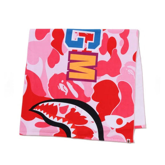 A BATHING APE BAPE ABC CAMO SHARK BEACH TOWEL PINK