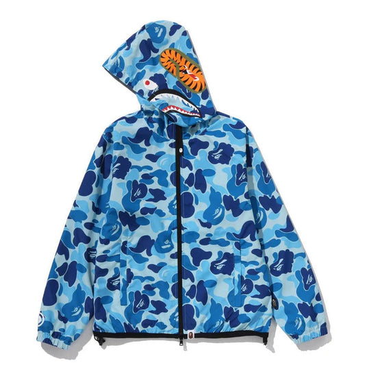 A BATHING APE BAPE Ladies' ABC CAMO SHARK HOODIE JACKET BLUE