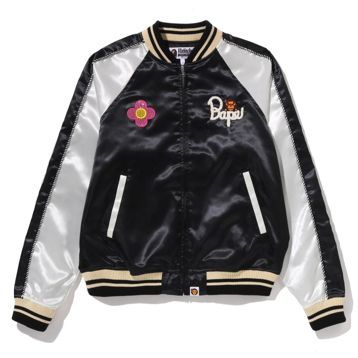 A BATHING APE BAPE LADIES' CRISTAL STONE BABY LISA SOUVENIR JACKET BLACK