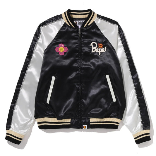 A BATHING APE BAPE LADIES' CRISTAL STONE BABY LISA SOUVENIR JACKET BLACK