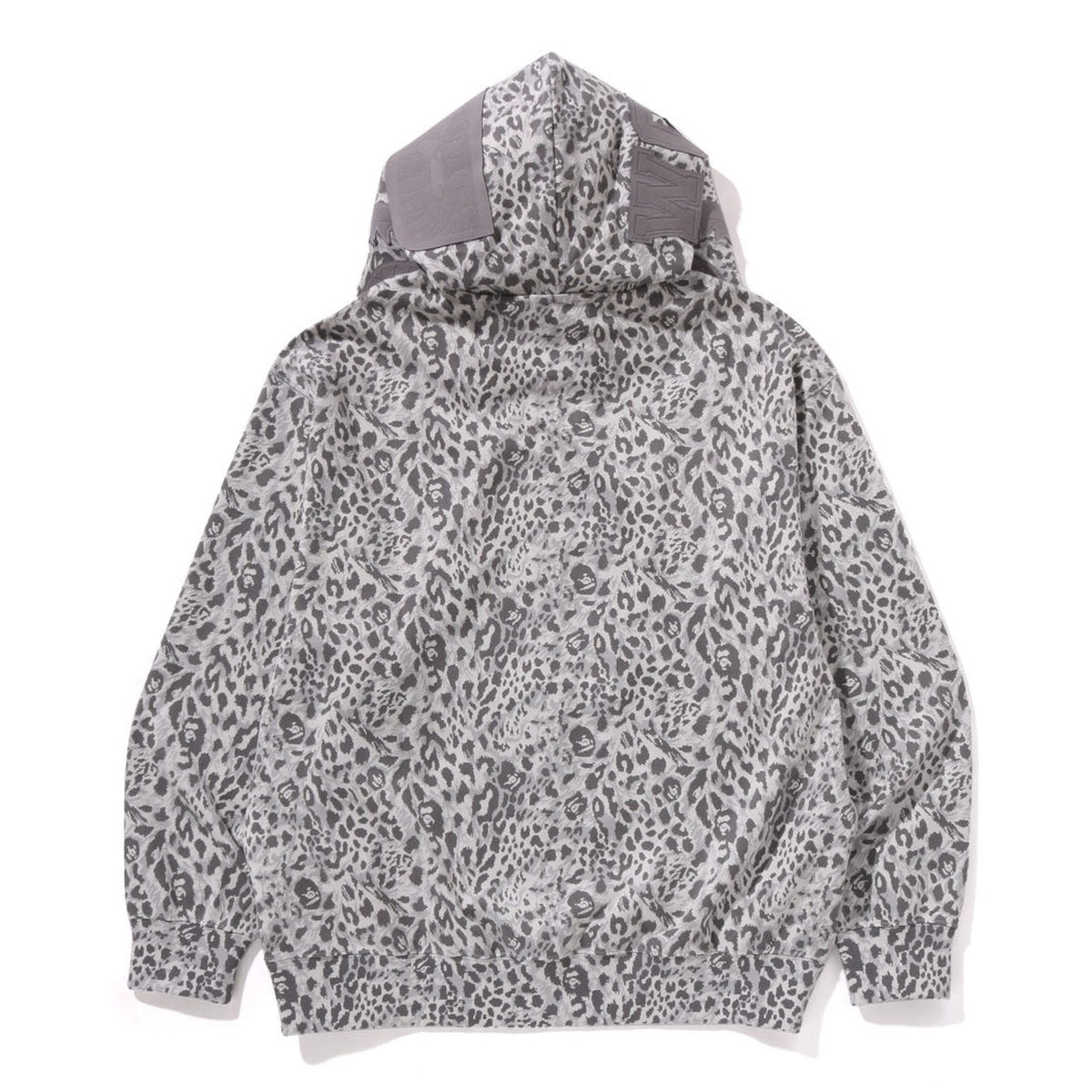 A BATHING APE BAPE WILD LEOPARD PATTERN SHARK RELAXED FULL ZIP HOODIE GRAY