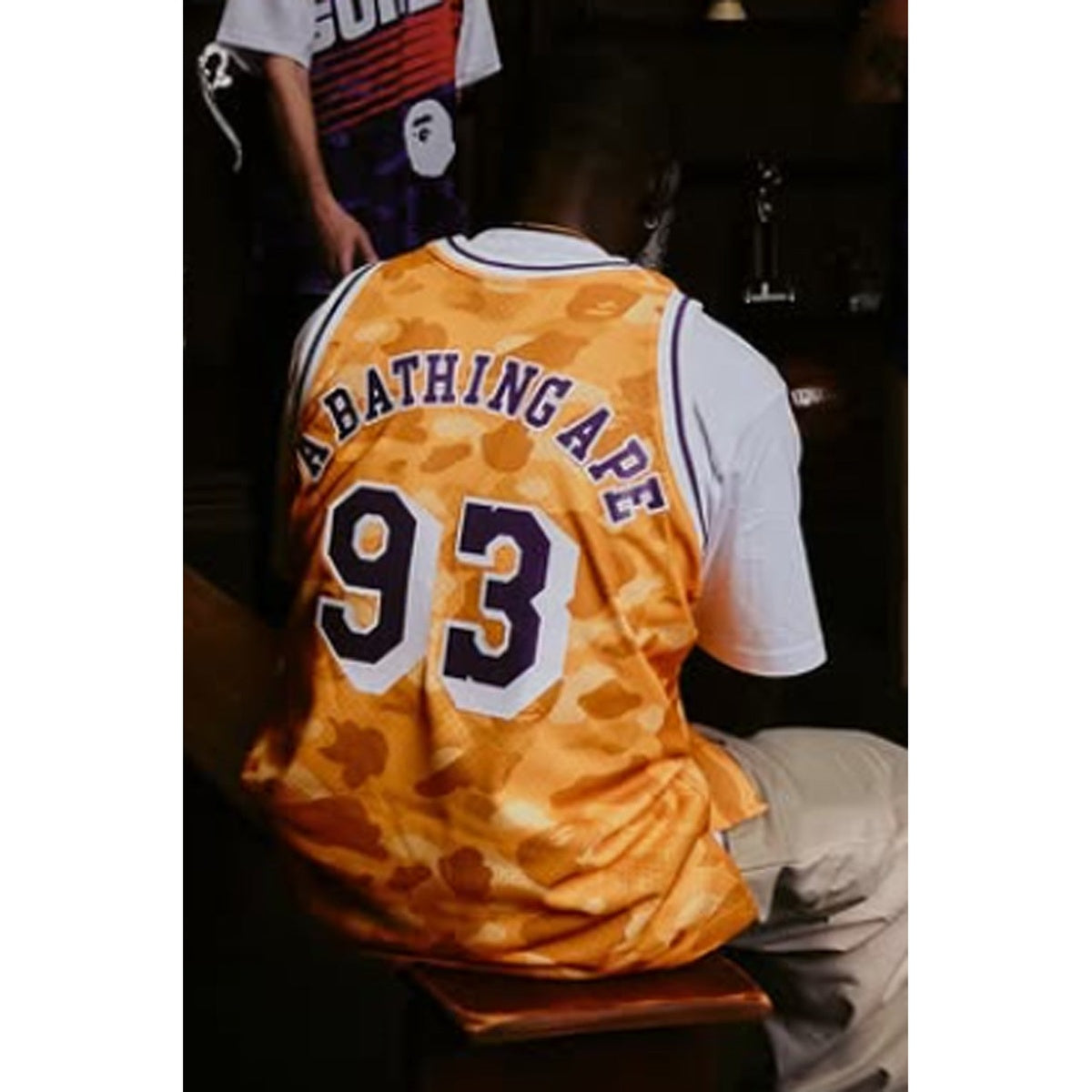A BATHING APE BAPE M&N NBA LOS ANGELS LAKERS SWINGMAN JERSEY YELLOW