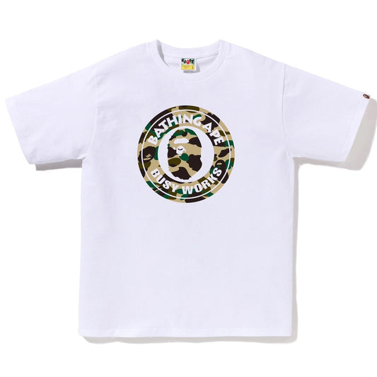 A BATHING APE BAPE 1ST CAMO BUSY WORKS TEE WHITE YELLOW
