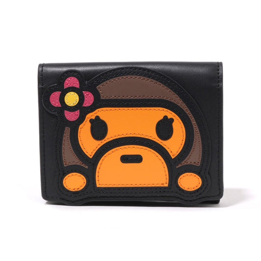 A BATHING APE BAPE Ladies' BABY LISA LEATHER WALLET BLACK