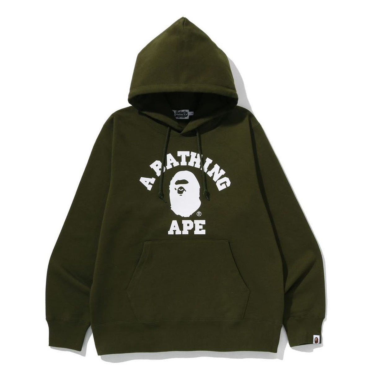 A BATHING APE BAPE COLLEGE PULLOVER HOODIE OLIVE