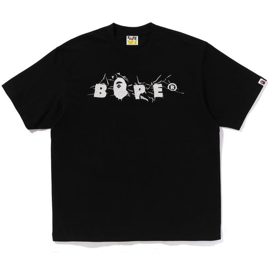 A BATHING APE WRINKLE BAPE LOGO RELAXED TEE BLACK