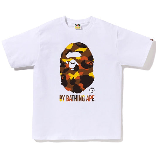 A BATHING APE BAPE 1ST CAMO BY BATHING APE TEE WHITE ORANGE