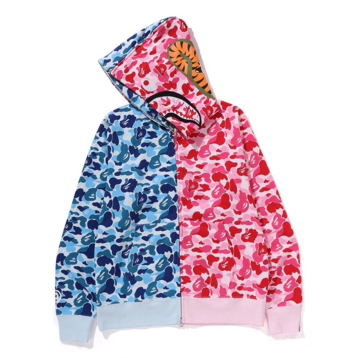 A BATHING APE BAPE ABC CAMO SEPARATE SHARK FULL ZIP HOODIE BLUE PINK
