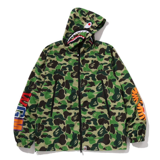 A BATHING APE BAPE ABC CAMO SHARK HOODIE JACKET GREEN