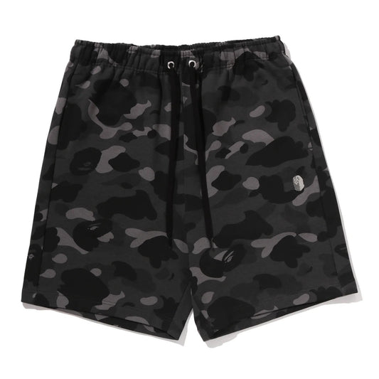A BATHING APE BAPE COLOR CAMO METAL APE HEAD RELAXED FIT SWEAT SHORTS BLACK