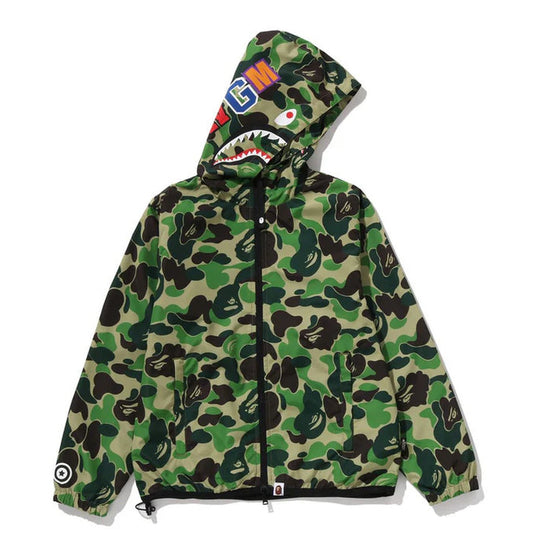 A BATHING APE BAPE Ladies' ABC CAMO SHARK HOODIE JACKET GREEN
