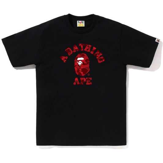 A BATHING APE BAPE COLOR CAMO COLLEGE TEE BLACK RED