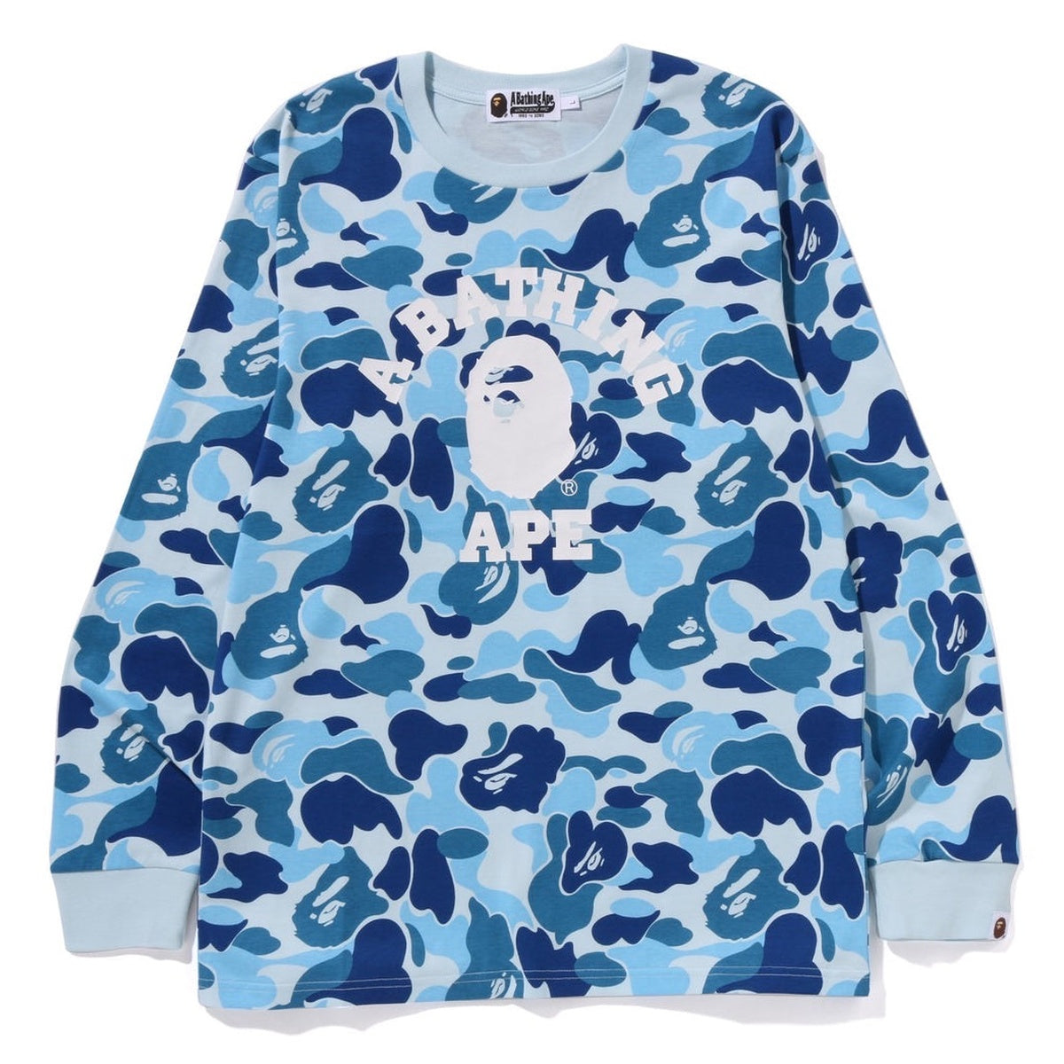 A BATHING APE BAPE ABC CAMO COLLEGE L/S TEE BLUE