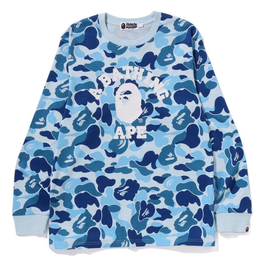 A BATHING APE BAPE ABC CAMO COLLEGE L/S TEE BLUE