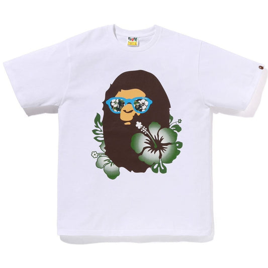 A BATHING APE BAPE ABC RESORT CAMO APE HEAD TEE WHITE