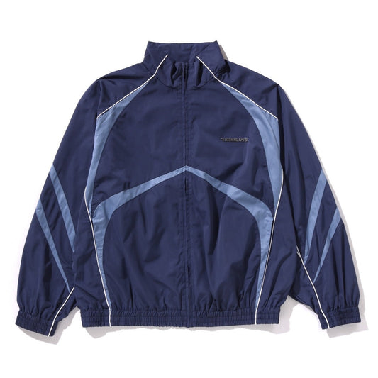 A BATHING APE BAPE LINE CAMO METAL LOGO TRACK JACKET NAVY