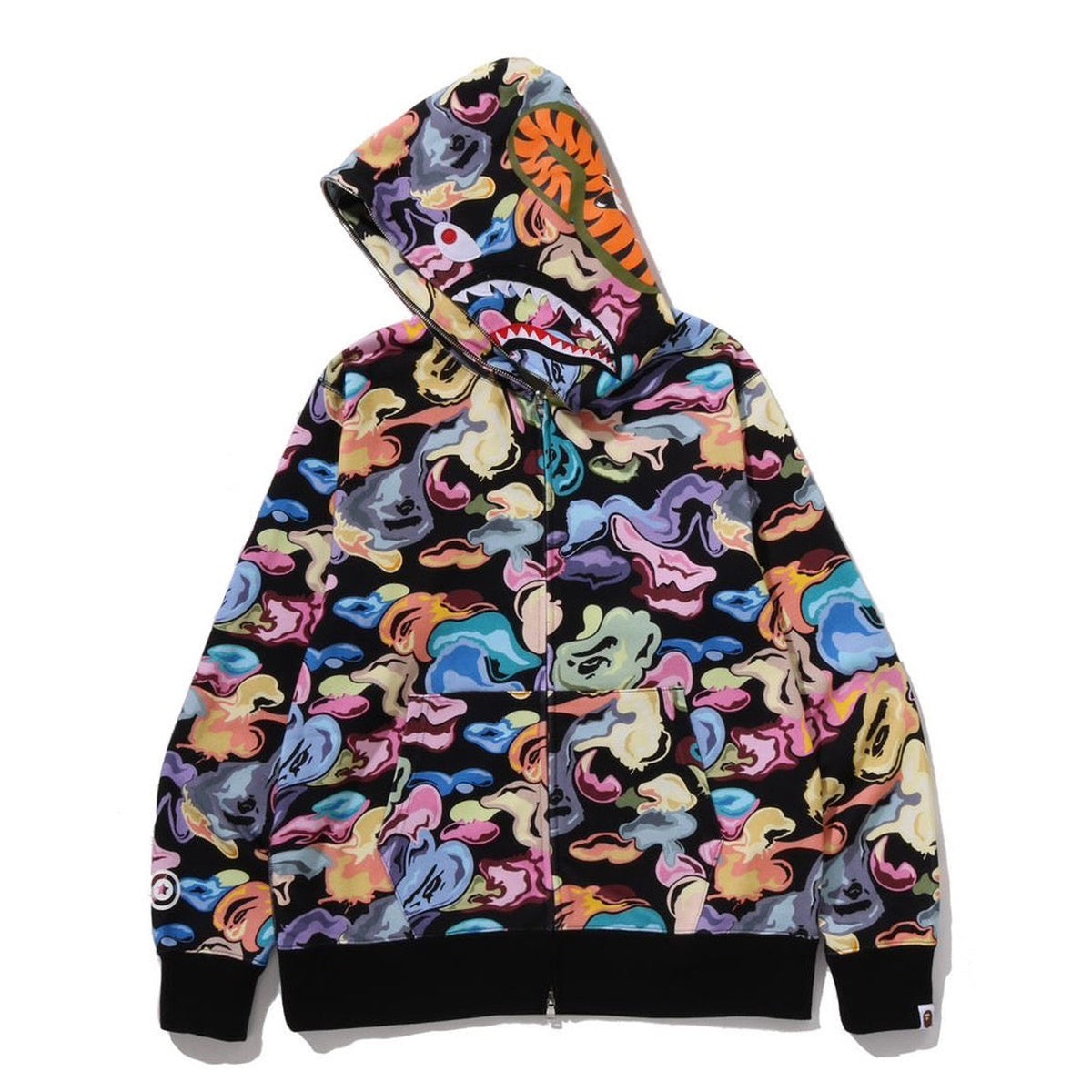 A BATHING APE BAPE ART CAMO SHARK FULL ZIP HOODIE BLACK