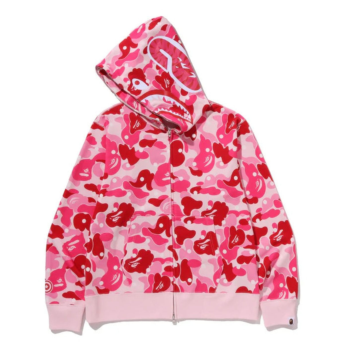 A BATHING APE BAPE ABC DOT SHARK FULL ZIP HOODIE PINK