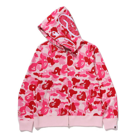 A BATHING APE BAPE ABC DOT SHARK FULL ZIP HOODIE PINK