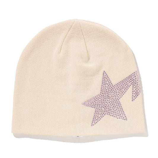 A BATHING APE Ladies' BAPE STA RHINE STONE BEANIE IVORY