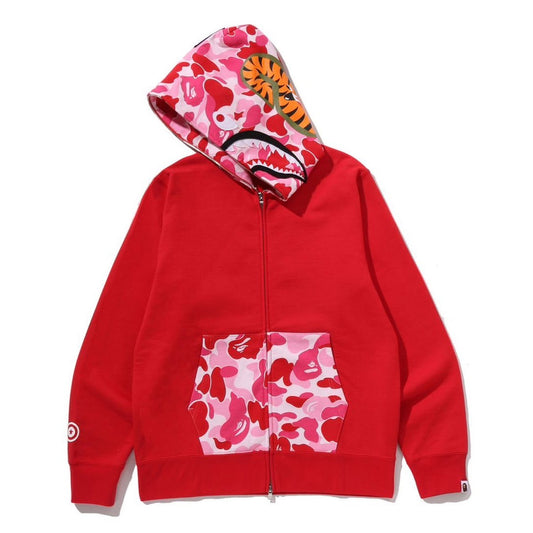 A BATHING APE BAPE ABC CAMO SHARK FULL ZIP HOODIE RED