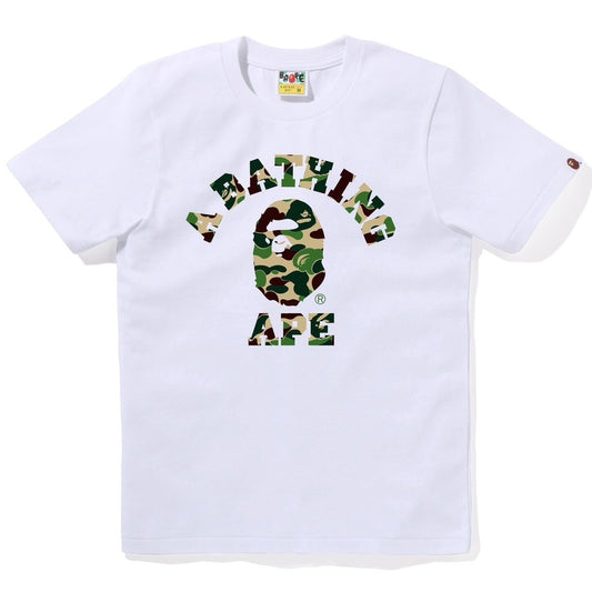 A BATHING APE BAPE Ladies' ABC CAMO COLLEGE TEE WHITE GREEN
