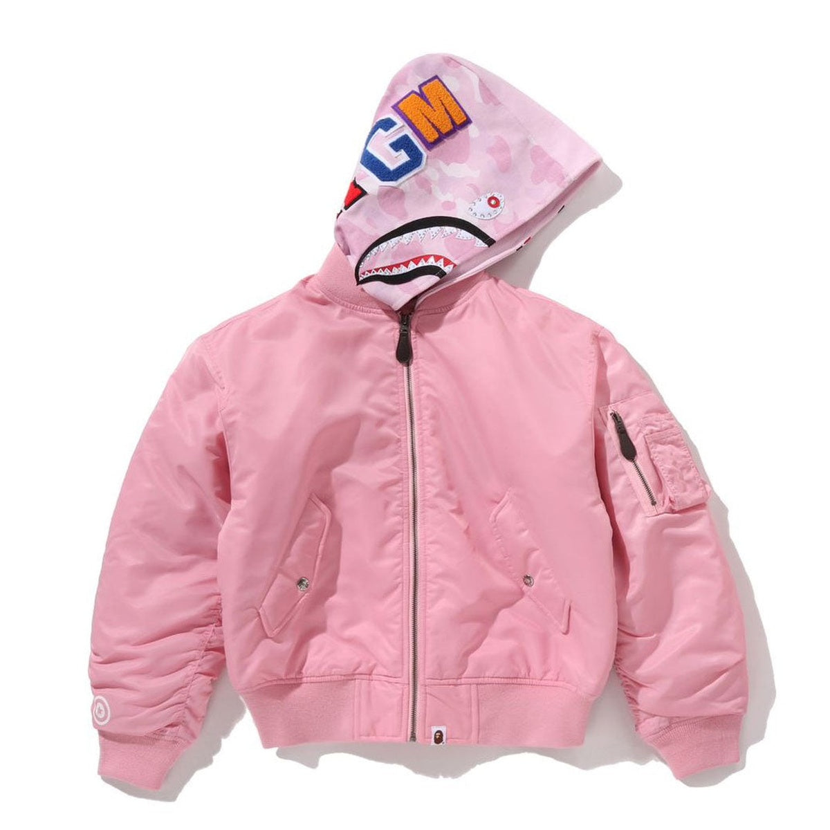 A BATHING APE BAPE Ladies' SHARK HOODIE MA-1 JACKET PINK