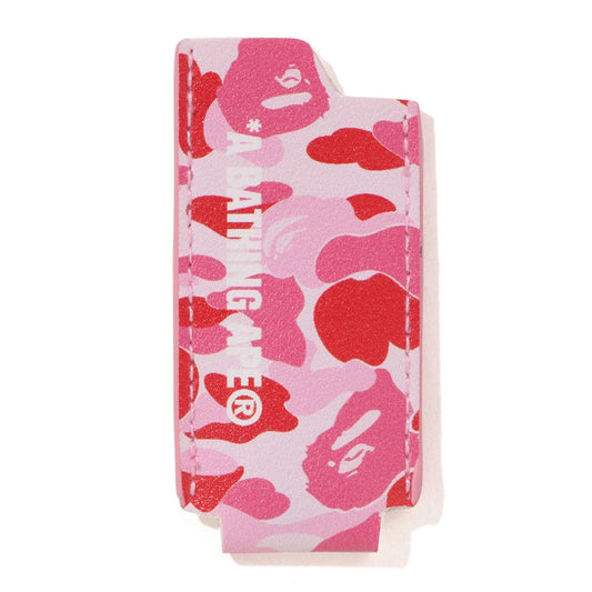 A BATHING APE BAPE ABC CAMO LEATHER LIGHTER CASE PINK