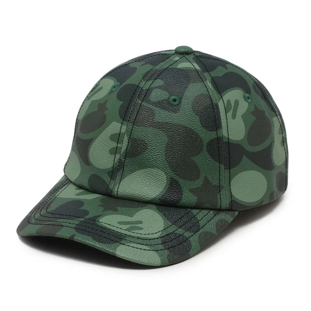 A BATHING APE BAPE LADIES' - APEE FAUX LEATHER BASEBALL CAP GREEN