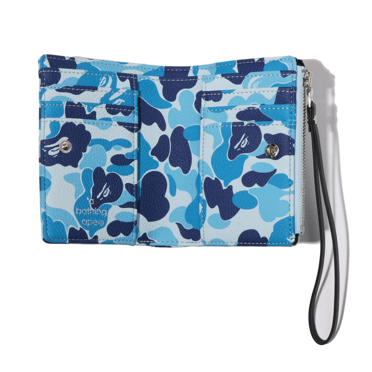 A BATHING APE BAPE LADIES' ABC CAMO WALLET BLUE