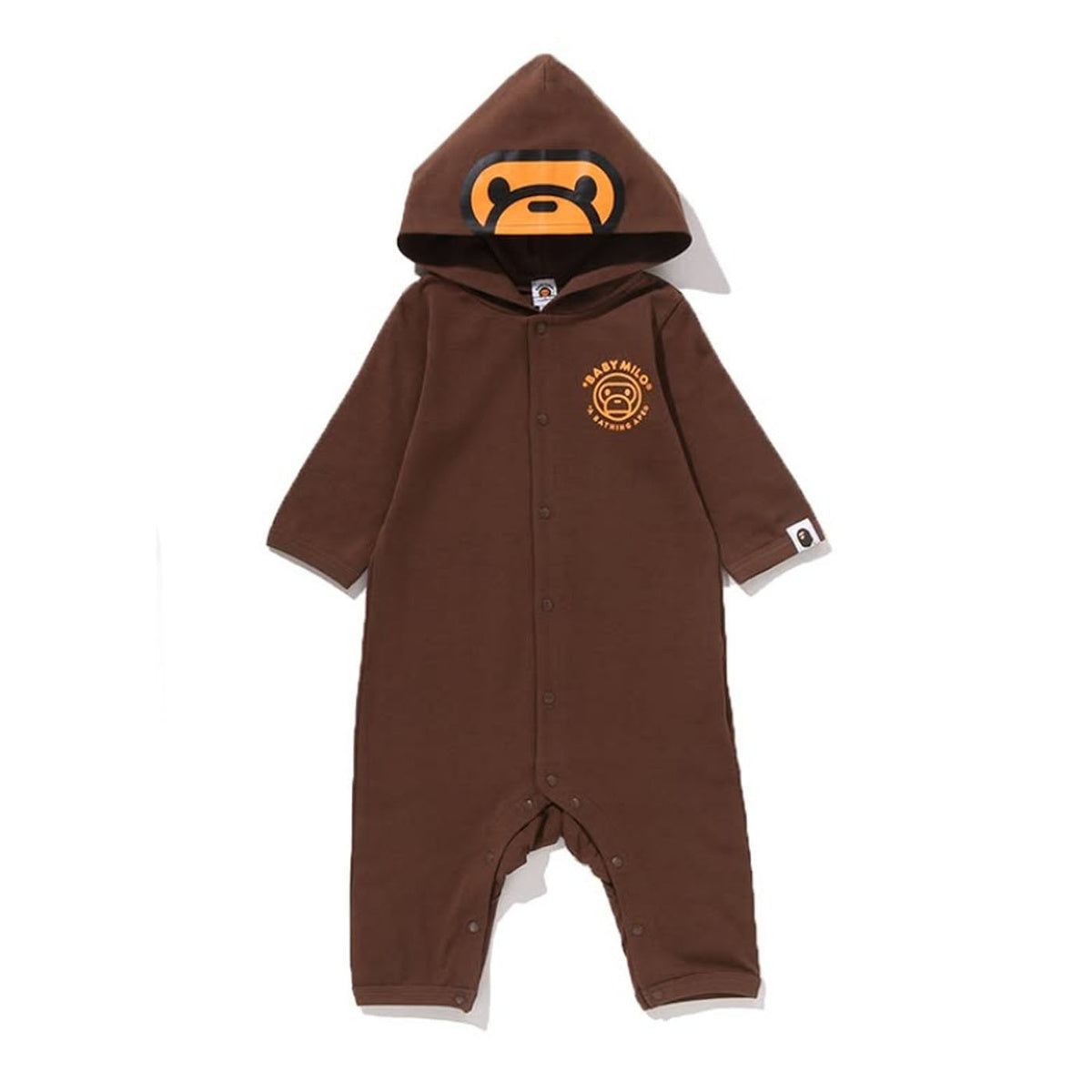 A BATHING APE BAPE KIDS BABY MILO HOODIE ROMPERS BROWN