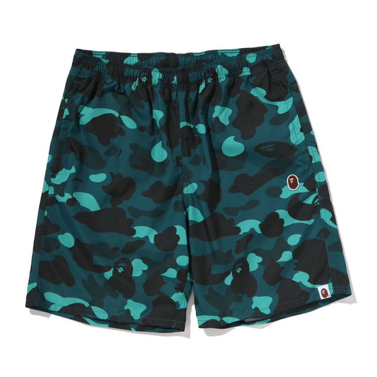 A BATHING APE BAPE COLOR CAMO APE HEAD ONE POINT BEACH SHORTS GREEN