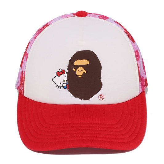 A BATHING APE BAPE SANRIO CHARACTERS MESH CAP HELLO KITTY PINK