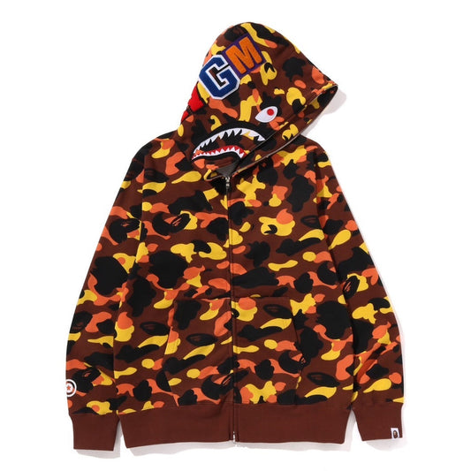 A BATHING APE BAPE 1ST CAMO SHARK FULL ZIP HOODIE ORANGE