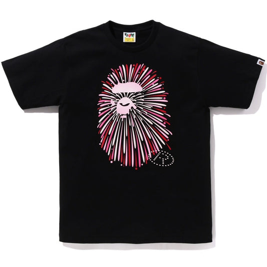 A BATHING APE BAPE APE HEAD FIREWORK TEE #1 BLACK PINK