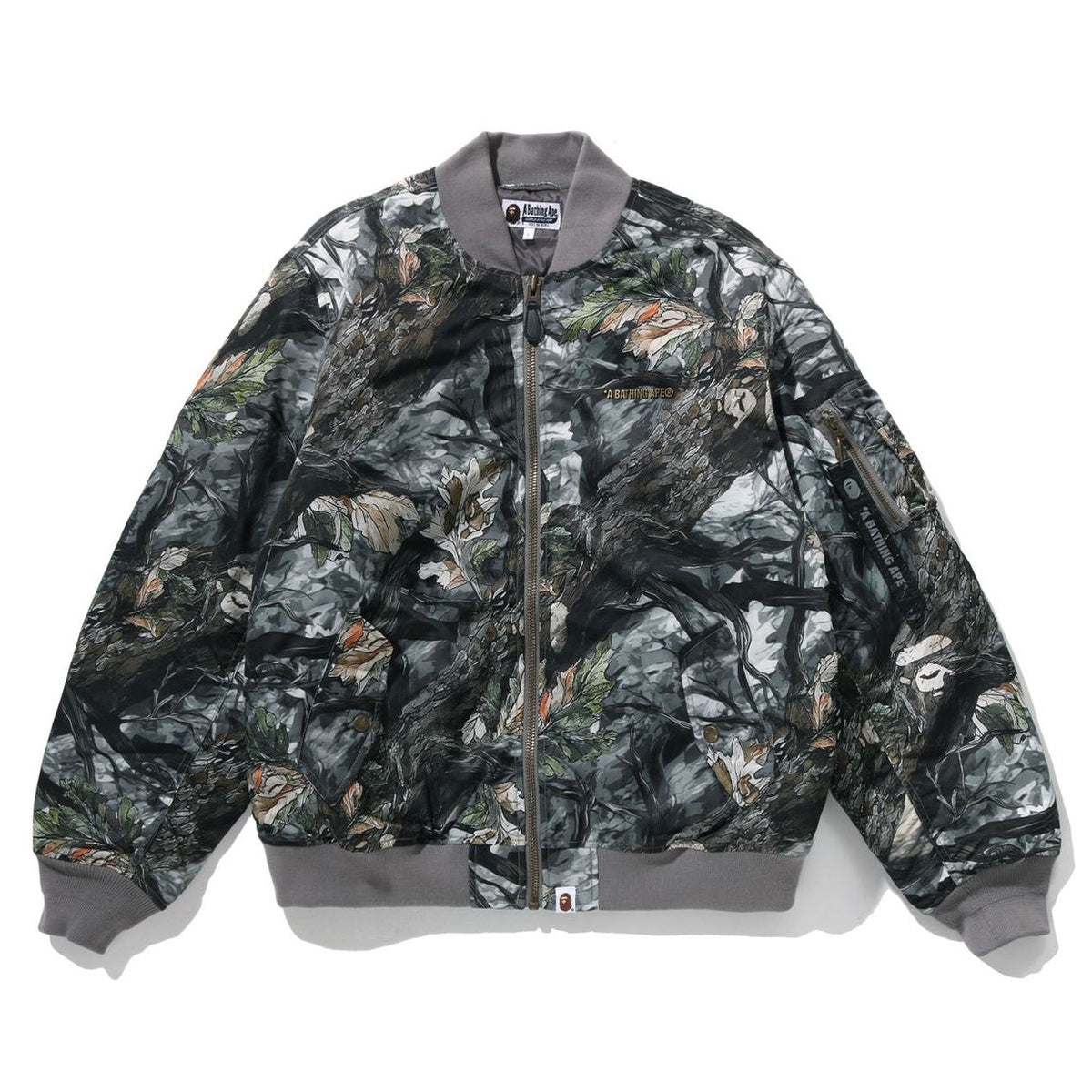 A BATHING APE BAPE TREE EDGE CAMO BOMBER JACKET BROWN