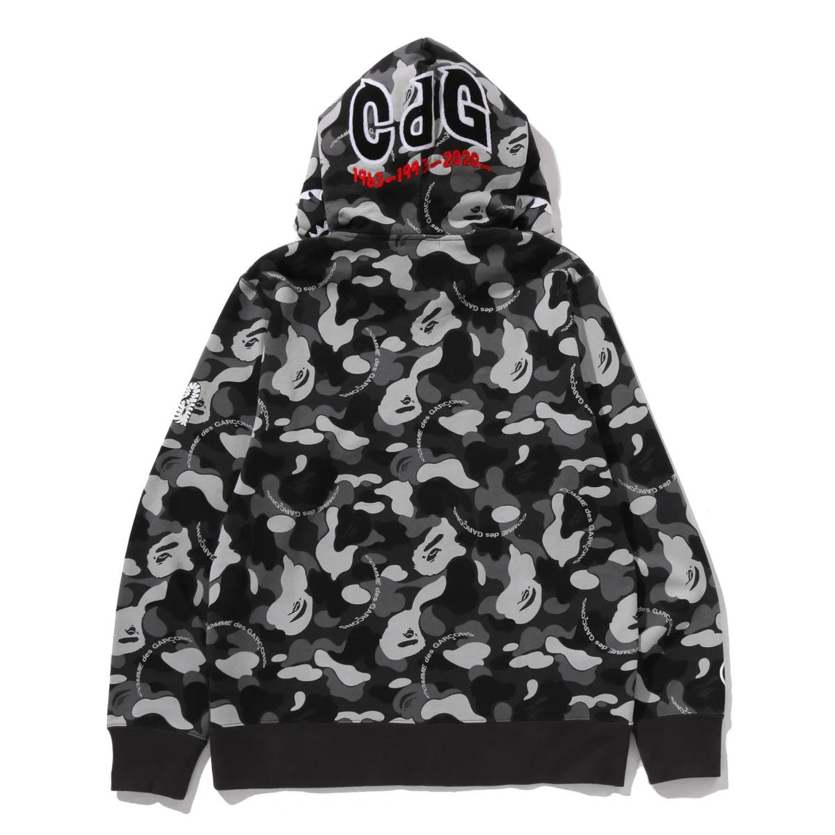 A BATHING APE BAPE COMME des GARÇONS CDG OSAKA SHARK FULL ZIP HOODIE BLACK