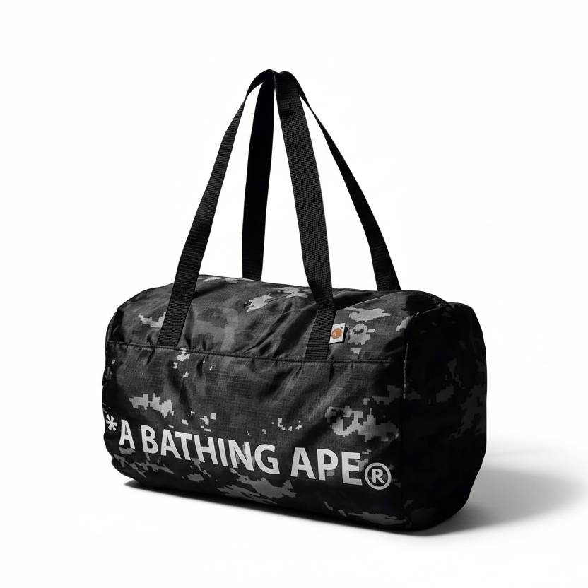 A BATHING APE BAPE DIGITAL CAMO BIG BOSTON BAG with Smart Magazine January 2026