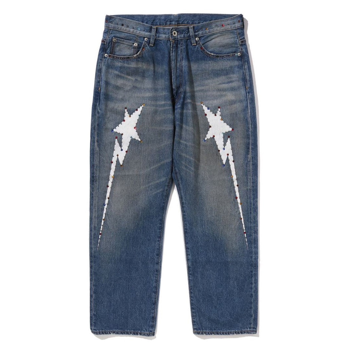 A BATHING APE BAPE COLOR STONE 13 OZ DENIM PANTS INDIGO