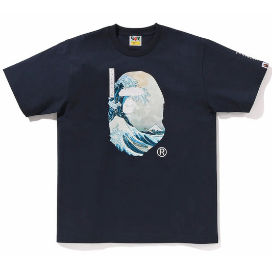 A BATHING APE BAPE UKIYO-E APE HEAD TEE #1 NAVY