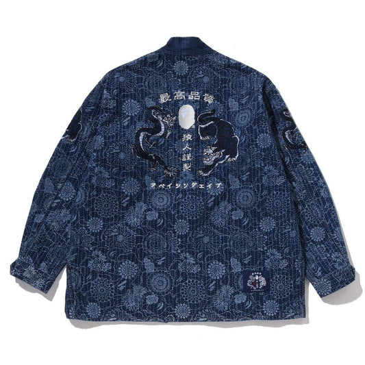 A BATHING APE BAPE JAPANESE INDIGO ART CAMO JUNGLE FATIQUE KIMONO INDIGO