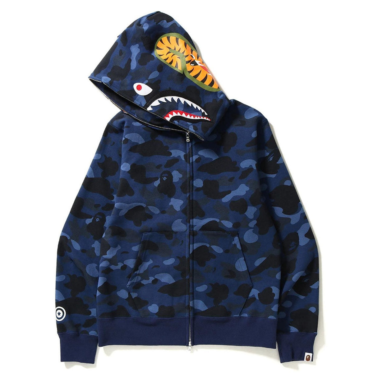 A BATHING APE BAPE COLOR CAMO SHARK HOODIE NAVY