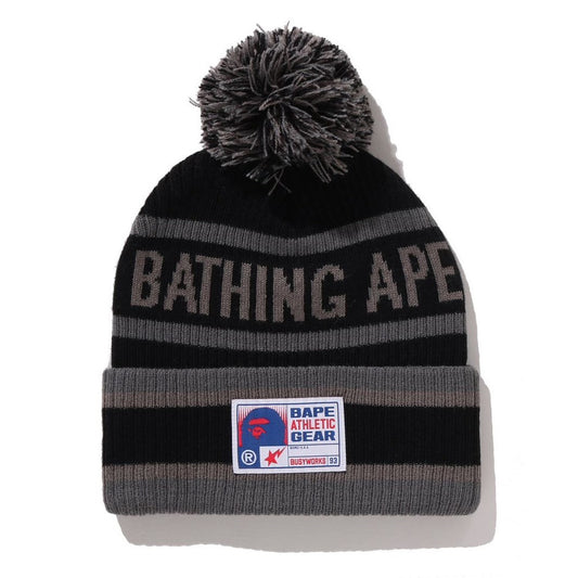 A BATHING APE BAPE POM POM BEANIE BLACK